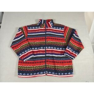 Alfred Dunner Mens Fleece Jacket Fair Isle Geometric Zip Up Multicolor Large
